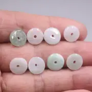 50pcs Natural Grade A Light Green Jade (Jadeite) Safe-Circle Beads 9-10mm DIY