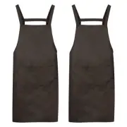 2pCs H-Style Apron Kitchen Cooking Aprons Long Artist Painting Apron Brown