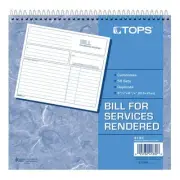 TOPS 2-Part Carbonless Bill for Services Rendered Book, 4133 5 books