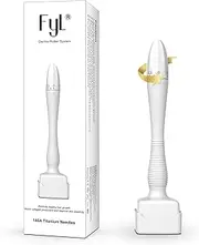 FYL Derma Stamp Adjustable Microneedling Pen Derma Roller for Hair, Beard Growth 140 Titanium Dermaroller (White)…
