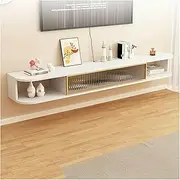 MFloating Wall Mounted TV Cabinet Stand with Storage Rack Shelf for TV 63 Inch Gris Ideal for Living Room or Bedroom Entertainment Center