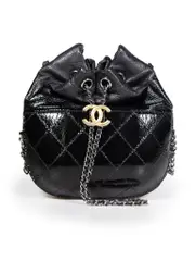 2018 Black Leather Gabrielle Bucket Bag