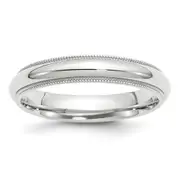 Solid 14K White Gold 4mm Milgrain Comfort Fit Men's/Women's Wedding Band Ring Size 11