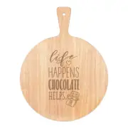 Life Happens Chocolate Helps Pizza Board Paddle Wooden Funny