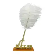 Elegant Feather Signing Pen w/Gold Plated Metal Wedding Pen Set A-Gold