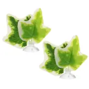 2pcs Betta Fish Leaf Pad with Suction Cup Fish Hammock Green White 2.76"x2.76"