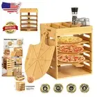 12-Inch Wooden Pizza Peel Rack: 4-Pack Non-Stick Peels & Storage Organizer
