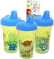 Disney Toy Story Sippy Cup Set for Kids - Pixar Toy Story Drinking Cups Bundle with 3 Toy Story Spill-Proof, Leak-Proof, BPA-Free, Sippy Cups Plus Tattoos for Toddlers Sippy Cups