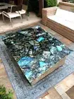24"x36" Elegant Labradorite Dining Table Top Design For Home And Garden Decors