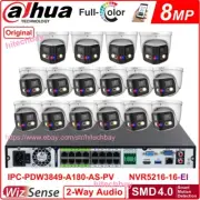 Dahua 4K 8MP 180° Panoramic Camera System 16CH NVR IPC-PDW3849-A180-AS-PV Lot
