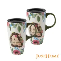 在飛比找PChome24h購物優惠-Just Home森林秘境陶瓷附蓋馬克杯575ml(2入組)