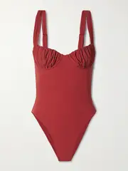 [Faithfull] Faithfull - Frida Ruched Recycled Underwired Swimsuit - large large Red