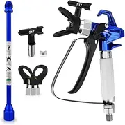 [Airless SJG] Airless Paint Spray Gun with Nozzle Guard and 517 Nozzle and 12 Inch Painting Extension Pole for Pump Sprayer 3600PSI High Pressure Spray Gun