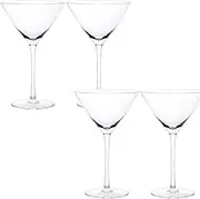 Luminthra Crystal Coupe Glasses Set of 4, Hand Blown 12oz Large Martini Glasses with Cocktail Guide - Ideal for Cocktails, Champagne, and Margaritas (Martini)