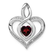 Sterling Silver Garnet and Real Diamond Pendant