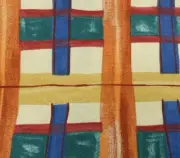 VNTG UNUSED HEAVY COTTON FABRIC BLUE RUST 3 YARDS X 21" MODERN PLAID HOME DECOR
