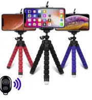 Black Tripod For Phone Flexible Sponge Octopus mini tripod iPhone Holder clip