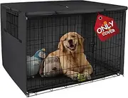 Explore Land 42 inches Dog Crate Cover - Durable Polyester Pet Kennel Cover Universal Fit for Wire Dog Crate (Black)