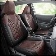 Full Coverage Car Seat Cover， Car Seat Cover Compatible for Toyota Corolla Cross 2022 Full Set Styling Auto Genuine Leather Interior Accessories(Coffee)
