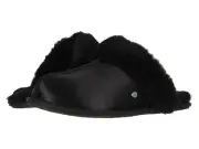 UGG Scuffette II Satin Slippers Slip On Cozy Comfort Home Sheepskin Black Size 7