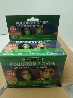 RespoKare PM2.5 Anti-Pollution 9 Mask 3 Per Box- Individually Sealed Masks Larg