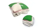 Ivory/Green/Pink Sherpa Faux Fur Throw Rug + Square Cushion