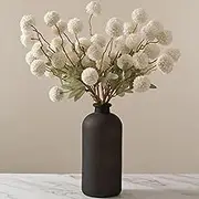 Faux Flowers Kiku White - 10 Flower Stems, Realistic Silk Artificial Flowers, Pom Pom Balls for Aesthetic Room Decor, Fake Small Mini Chrysanthemum Flowers, Neutral Floral Arrangements Centerpiece