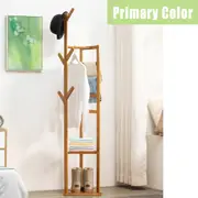 Garment Coat Rack Stand Clothes Wooden Hanger Hat Bag Umbrella Hook Holder Shelf Primary Color