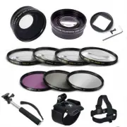 GOPRO HERO5 BLACK WIDE ANGLE LENS + ZOOM LENS + WRIST/ HEAD /MOUNTS +7 FILTERS