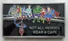 Police Hero / Thin Blue Line, Coin / Bar, Antique Silver, Light Blue Top