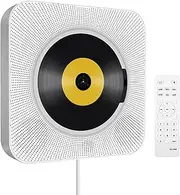 CD Player with Bluetooth Portable Wall Mounting: USB MP3 Music CD Players Remote Control FM Radio with HiFi Speaker Home Audio Disc Player with Loop Playback & Audio AUX On/Output for Home (White)