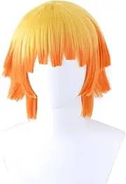 Soyusunny Demon Slayer Cosplay Wig Costume Halloween Wigs for Women Men (Agatsuma Zenitsu)