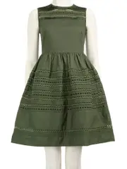Red Valentino Khaki Cut-Out Pattern Dress