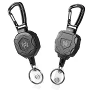 2 Pack Retractable Keychain Heavy Duty Carabiner Badge Holder Tactical ID Badge