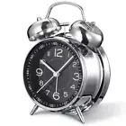 Non Ticking Twin Bell Alarm Clock Metal Bedside Clock Night Light Orange