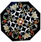 18" black Marble coffee side Table Top Antique Design Inlay Work center Table