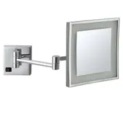 Dolphy 8-Inch LED Lighted Wall Mount Makeup Mirror - 3X Magnification, 180 Swivel, Extendable Arm, Energy-Efficient Illumination - Chrome Silver Finish, Ideal for Bathrooms, Salons & Guest Suites