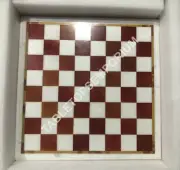 18" White Marble Chess Coffee Table Top Handmade Inlay Furniture Decor Art E1451