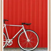 Galrie Modern Minimalist Bicycle Against Red Wall Art Print Photography, Wood Frame, 70 x 100cm (28 x 40inch)