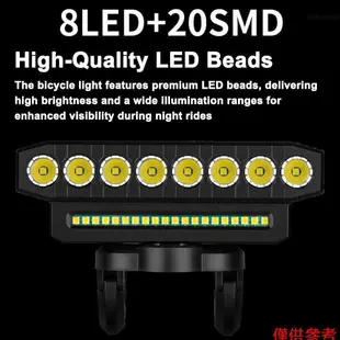 Led 自行車燈 USB 可充電自行車前燈防水,具有 6 種燈光模式支持 MTB 山地自行車的移動電源功能