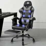 ALFORDSON Gaming Chair Office Massage Computer PU Leather Black & Grey