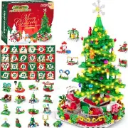 Advent Calender 2024 Christmas Tree Building Toy Set with LED Light, 24 Days ...