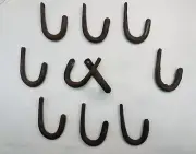 old rustic Cast Iron COAT HOOKS - Lot of 10 - wall mount - NOS