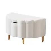 Oikiture Boucle Storage Ottoman Scallop Chest Blanket Box White