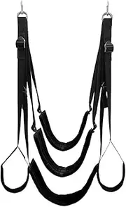 Sex Swing Swing With Steel Triangle Sex Bondage Restraints Indoor Ceiling Swing with Steel Triangle And Spring Support Sex Toy Love Slings for Adult Couples (Black)