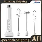 USB Electric Milk Frother 3 Whisk Coffee Foamer Handheld Egg Mixer (White) AU