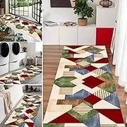 Modern Geometric Runner Rug for Hallway, Durable Low Pile Carpet Runners, Non-Slip Rubber Backed Narrow Area Rugs for Kitchen Bedroom Balcony Laundry Room(2.3ft×13.1ft/70×400cm)