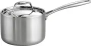 Tri-Ply Clad Stainless Steel 2-Quart Sauce Pan with Lid, Induction-Ready, Dishwa