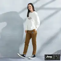 在飛比找momo購物網優惠-【JEEP】女裝 經典布標休閒長褲(卡其)