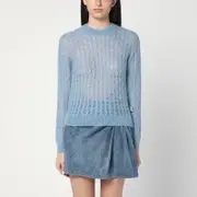 [Loewe] Sky blue perforated sweater in mohair blend L Light blue